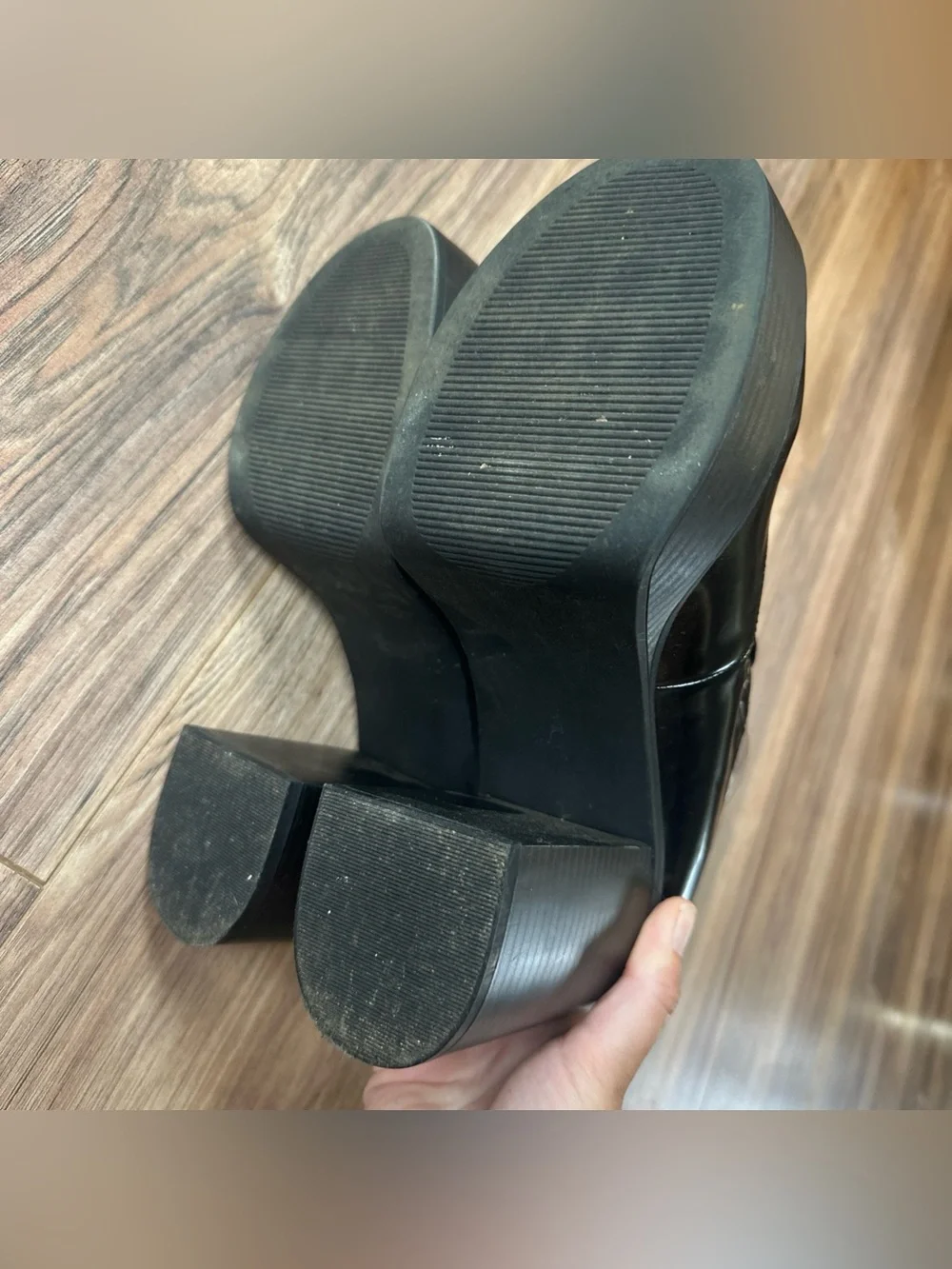 Madden Girl Roony Mary Jane t-Strap Chunky Platform Sz 10 Black Patent Y2K Style